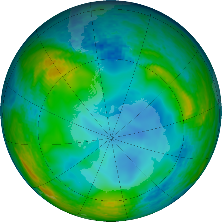 Antarctic ozone map for 04 July 1990
